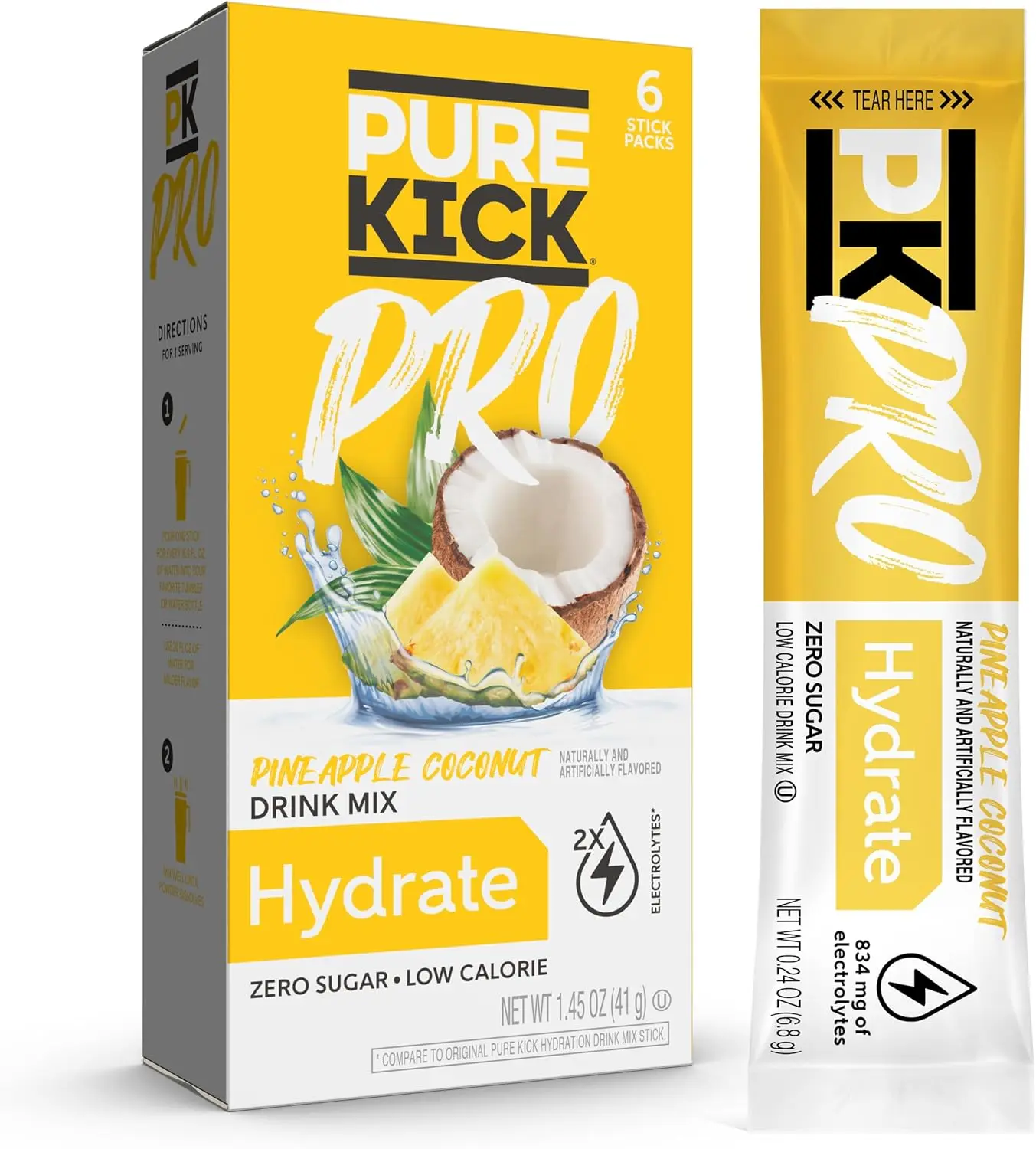 Pro Hydration Electrolyte Drink Mix, Pineapple Coconut, 6 Packets