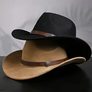 Women's Denim Hat Set, Vintage Charm, Unisex Western Cowboy Hats, Wide Brim Moldable Caps, Casual Fashion Accessories, Pack of 2