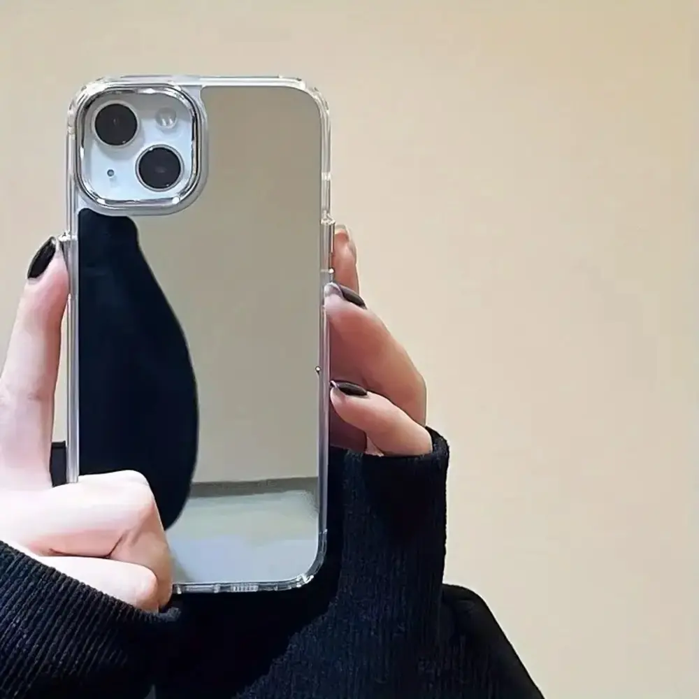 Sleek Minimalist Mirror Phone Case for iPhone 17/16/15/14/13/12/11 Pro/Plus/Pro Max/Air, 2-in-1 TPU & Acrylic Shockproof Cover