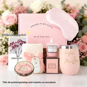 Party Gift Box Set, Includes Greeting Card, Insulated Cup, Towel, Scented Candle, Bracelet, Eye Mask, Perfect for Christmas Birthday Anniversary Gifts