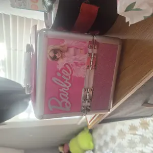 Barbie Train Case Cosmetic Makeup Set Includes Lip Gloss, Eyeshadow, Nail Polish, Hair Accessories & More, for Parties, Sleepovers & Makeovers, Ages 8+, by Townley Girl