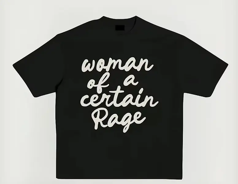 Woman Of A Certain Rage Soft Cursive Script Simple Text Graphic T-Shirt, Unisex Feminist Retro Casual Tee, 100% Cotton Printed Craft SummerVibes Casual Top, Relaxed Soft Breathable unisex summer clothing summer outfits unisex