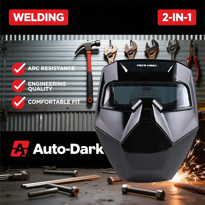 True Color Auto Darkening Welding Goggles, Multifunctional Welding Goggles with Mask Wide Shade 4/9-13, Wide Shade Welding Goggles for Cutting, Grindi
