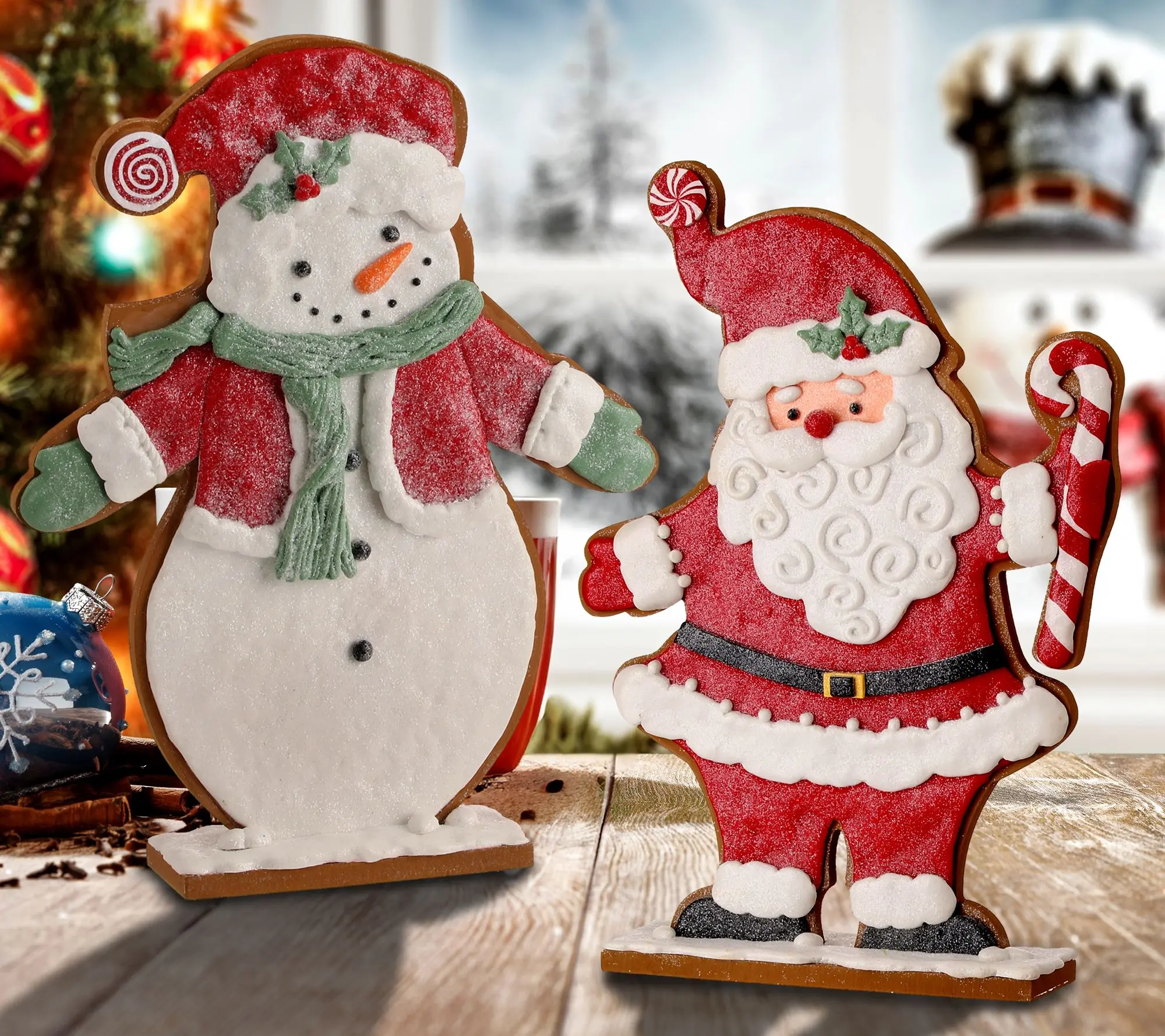 12" Santa Snowman Cookie Table piece Set of 2 by Valerie 12" Santa Snowman Cookie Table piece Set of 2 by Valerie