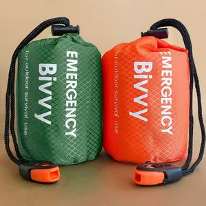 Portable Emergency Bivvy Sack, Waterproof Survival Sleeping Bag with Whistle & Paracord, Lightweight Emergency Tent for Outdoor Camping Hiking, Perfect Valentine's Day Gift for Outdoor Lovers
