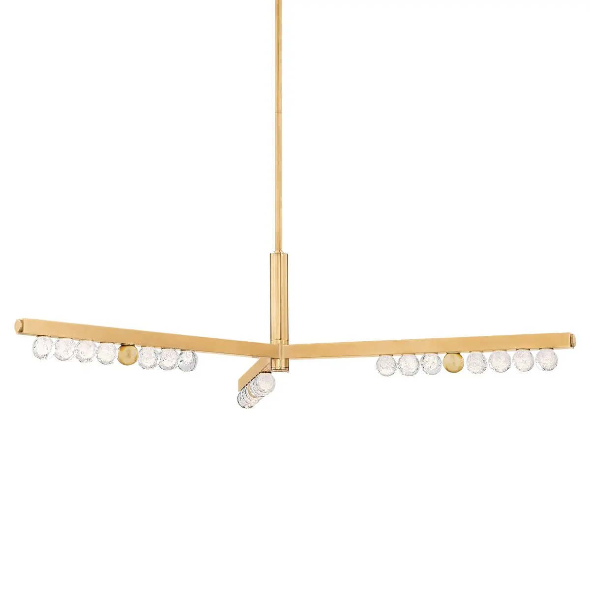 Annecy 6-Light Chandelier in Vintage Brass with Crystal Glass Orbs and LED Accents