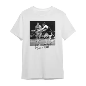 RIP Jerry West Shirt, Black and White Shirt,  Mr Clutch LA Basketball Legend Shirt, Jerry West signed Vintage Retro 80s 90s Shirt