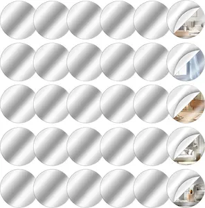 30Pcs Small Mirrors for Crafts, Small round Pieces for Crafts, Mini Acrylic round Mirrors Tiles Tiny Circle Mirror, Mirror Stickers Decorative for Disco Ball Lamp Framing, DIY Craft, Wall Decor LIQWEI