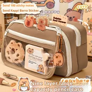 Capybara Pencil Case Set, 8pcs/226pcs/128pcs, Includes Capybara Pen & Eraser, Ideal for School & Office Use, Cute Stationery, Pencil Bag