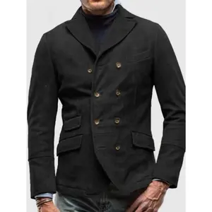 Bmuvlss 2025 New Men's Retro European & American Style Jacket - Brown Coat with Button-Free Closure, All-Season Casual & Formal Outerwear, Machine Washable (Zipper Closure) - Regular Fit Tailored Pocket Design