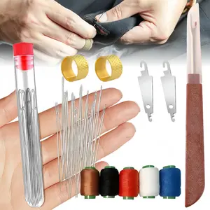 36 PCS Sewing Craft Kits - Long & Thin Handmade Quilting & Sewing Big Eye Steel Needles and Sewing Thread Set for DIY Embroidery Mending Sewing Projects