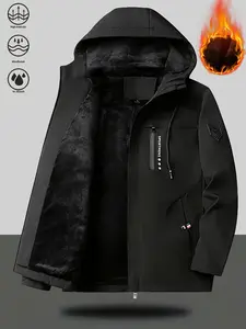 Autumn Winter Men's Full Zip Hooded Jacket Windproof High Quality Fleece Lined Coat Suitable For Cold Weather & Formal Occasions - Warm Winter Coats for Men
