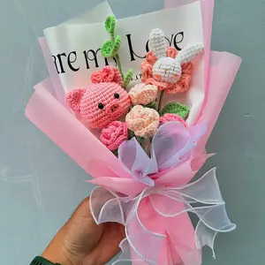 Handmade Crochet Pig flowers, Cute Pigs Crochet, Funny Pig flowers, Mother's day gift, Graduation gift, Valentines Gift