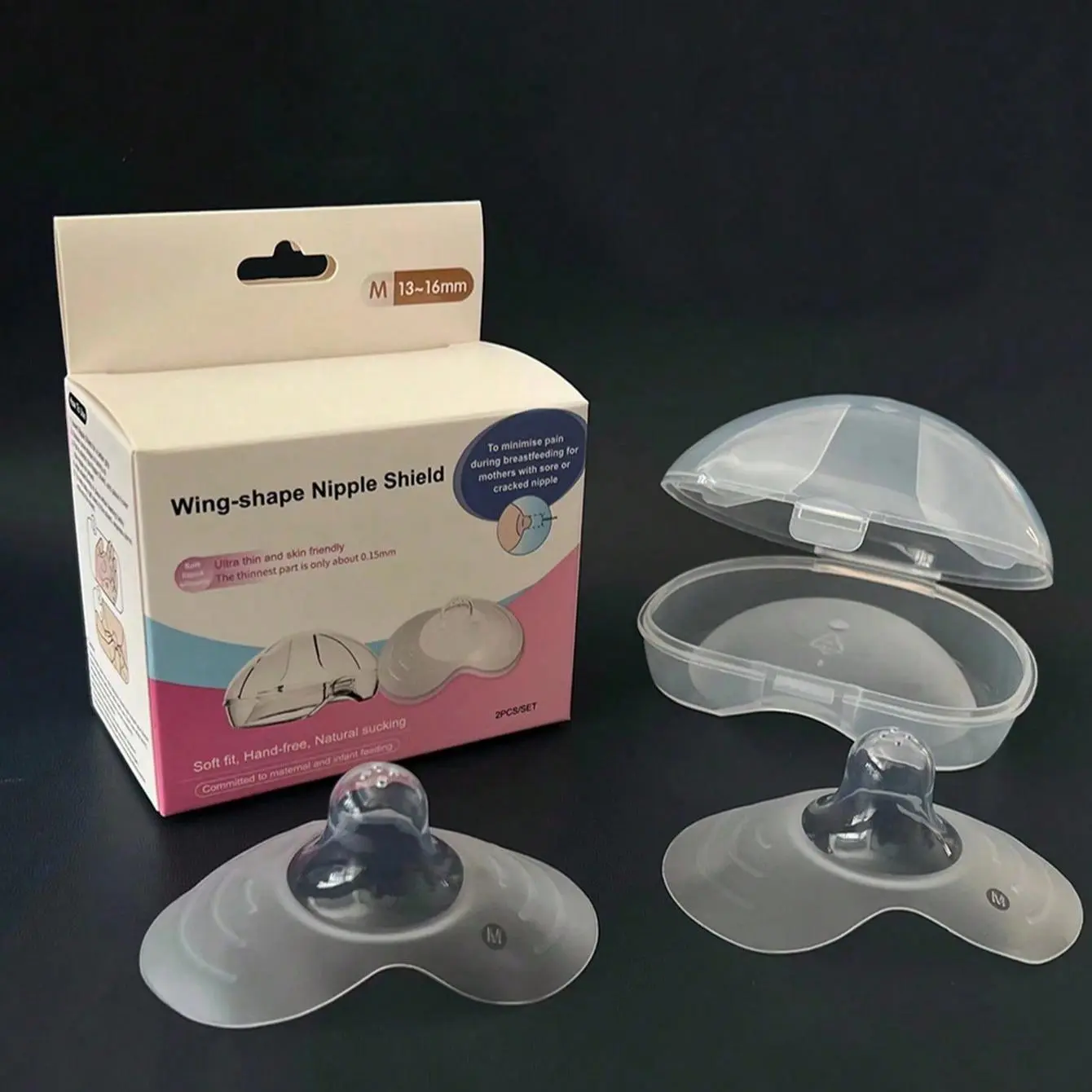 Silicone Nipple Shields with Box, 2 Counts/pack Breastfeeding Nipple Protectors, Soft Nipple Covers to Minimise Pain, Nursing & Feeding Supplies