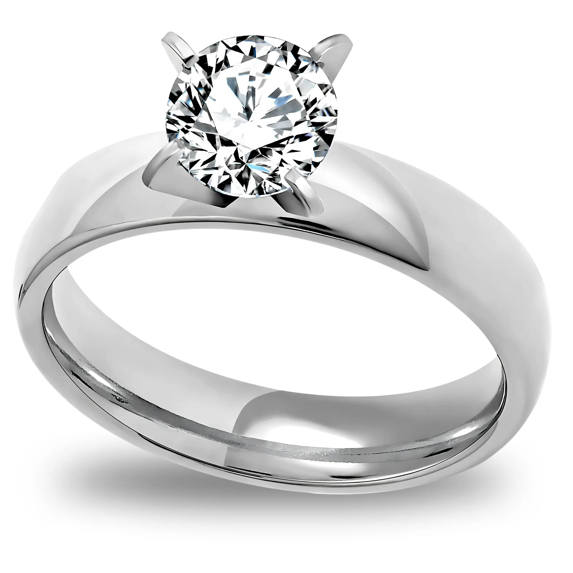 Solitaire Engagement Ring for Women by Ginger Lyne | 4mm Width Gold over Stainless Steel Wedding Ring for Her | Bridal  Jewelry for Wife or Girlfriend