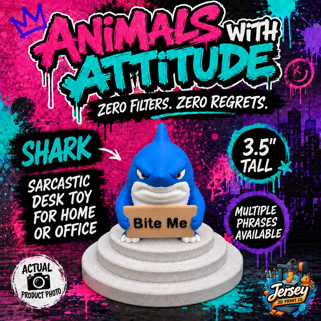 Sarcastic Shark - Animals with Attitude Funny Animal Figurines for the Home or Office