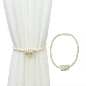 Modern Boho Curtain Tieback Set, No Drill Required, Polyester Rope Holder, Home Office Decor, Multiple Colors Available