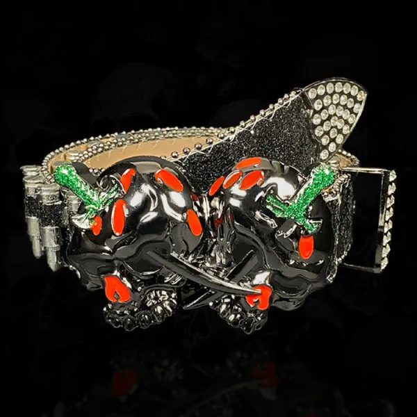 Shattered Chrome Bullet Belt - Black