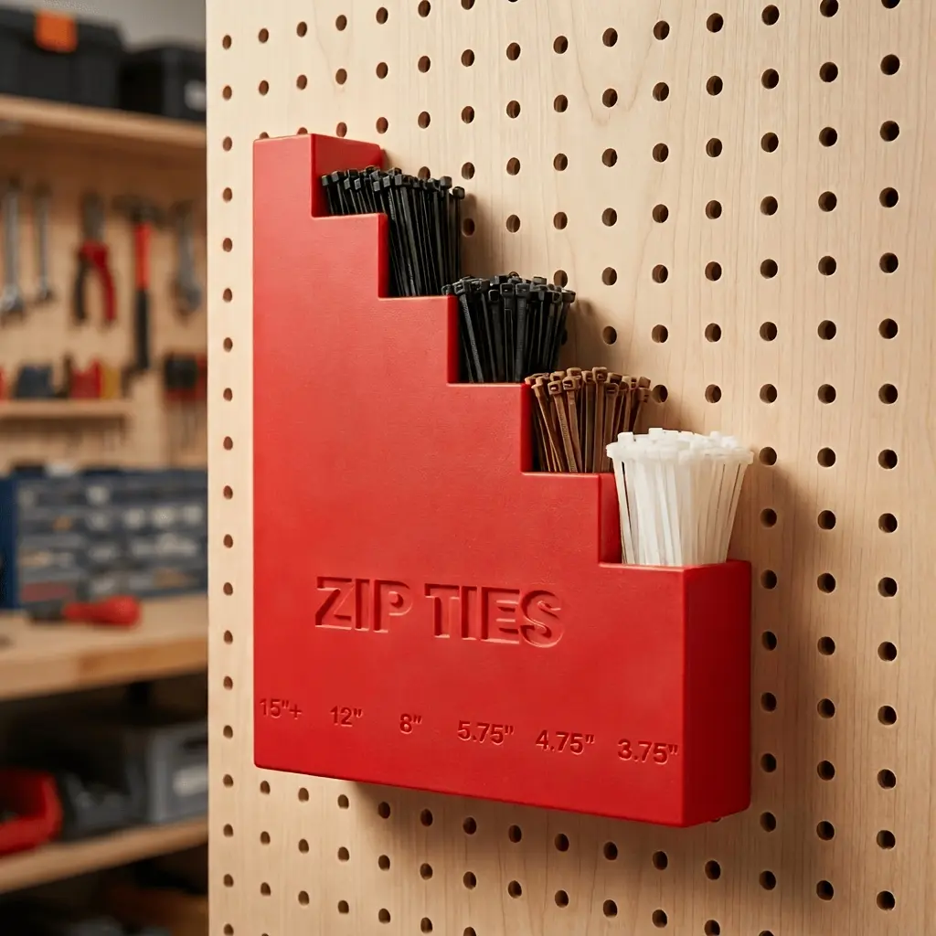 [Zip Ties Organizer Rack] 1pc Zip Ties Organizer Rack, Wall Mount Heavy Duty Hook Style Cable Tie Holder, Multi-Layer Durable Storage Hanger for Garage Workshop Tool Organization Storage and Organization