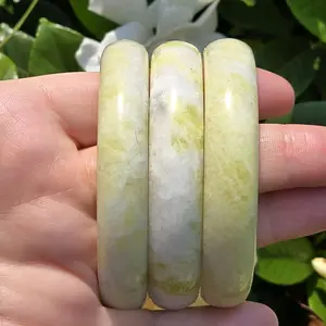 Jade Crystal Bangles - Elegant Greenish-White Color, Smooth Finish, Ideal for Everyday Wear