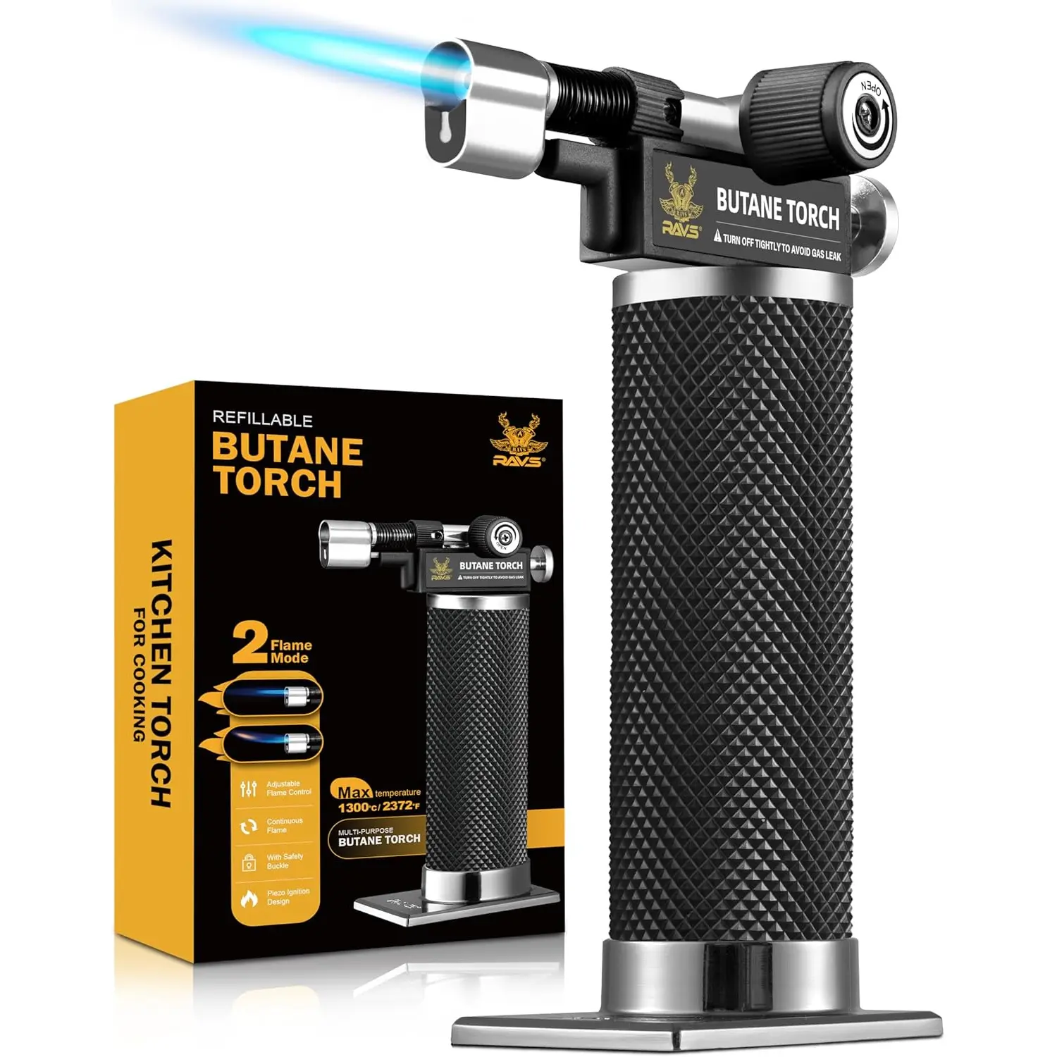 Butane Torch Lighter, DUAL Flame Mode Kitchen Torch, Refillable Cooking Torch Gun, Creme Brulee Torch Lighter, Blow Torch for Cooking, Welding, Mini Torch Soldering Torch, Butane is Not Included
