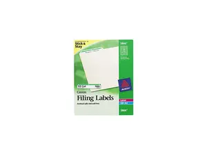 Avery 5866 Self-Adhesive Laser/Inkjet File Folder Labels, Green Border, 1500/Box