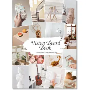 Vision Board Book for Manifestation & Goal Setting - 1200+ Inspirational Pictures & Quotes to Visualize Your Dreams, 122 Pages Dream Board Planner, Collage Kit