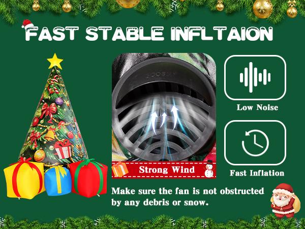 GOOSH 7.8 FT Inflatable Christmas Tree with Built-in LEDs & Festive Designs for Outdoor Decorations - Fast Inflation, Certified Safety, Waterproof Polyester, Easy Storage