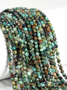 AAA Natural Africa Turquoise Faceted Loose Beads - 3mm Natural Stone Spacer Beads for Jewelry Making, DIY Necklaces, Bracelets, Earrings, Anklet, DIY Jewelry Supplies, Length 38cm/15inch