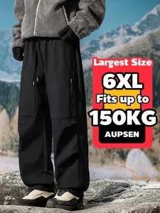 Men's Plus Size Silver Fox Fur Warm Heating Straight Leg Pants, Casual Loose Pants, Essential for Fat Guys, Cozy Winter Wear, Comfort Fit