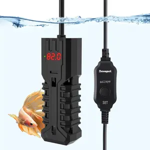 25W Adjustable Small Fish Tank Aquarium Heater with Digital Display Overheat Protection & Dry Run Protection for 1-5 Gallon Water