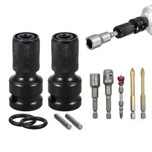 Heavy Duty 1/2 inch Square Drive to 1/4 inch Hex Female Adapter – High Torque Chuck Adapter for Impact Wrenches, Air & Electric Tool Conversion.