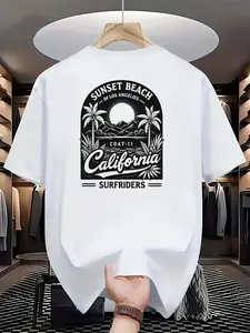 Newest Men'S Fashion Graphic Tee with Short Sleeves, a Must-Have for Dates And Outdoor Activities, Comfortable Moisture-Wicking, Easy And Versatile Classic American Short Sleeve Shirt, Plus Size