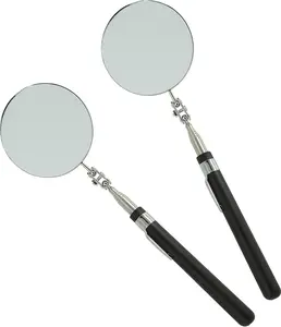 Round Telescopic Inspection Mirror, 85mm Area, Checking Tool for , Observing Eyelashes, Mouth and Other Small Parts - Extended Large Mirror (2 PCS)