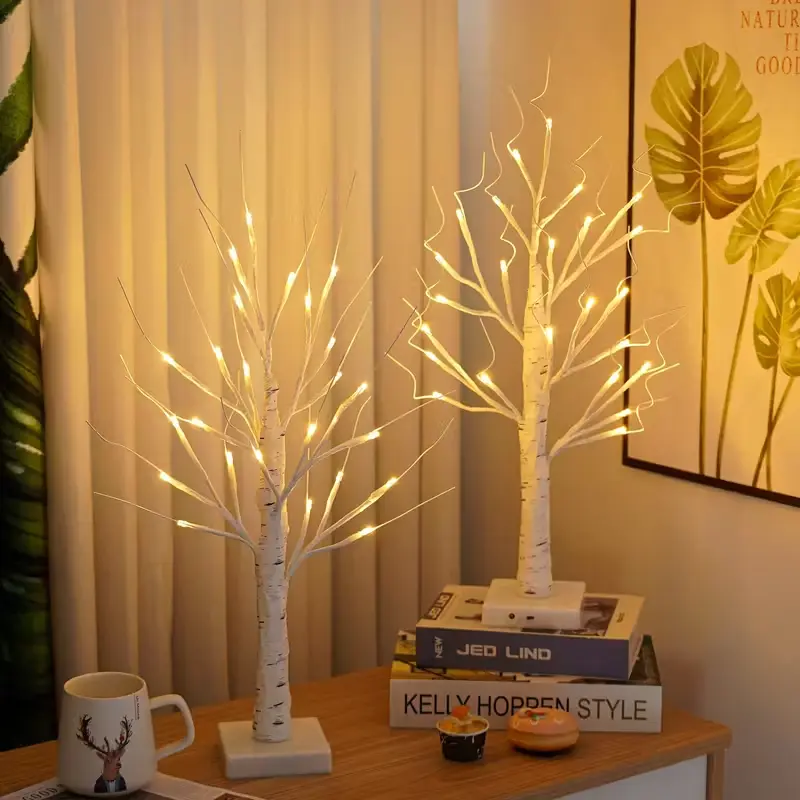 LED Birch Indoor Faux Artificial Tree - Ambient Night Light, LED Mood Lamp, Fairy Lamps, Unique Decor, Cozy Home Decor for Bedroom & Living Room, Unique Gift Idea