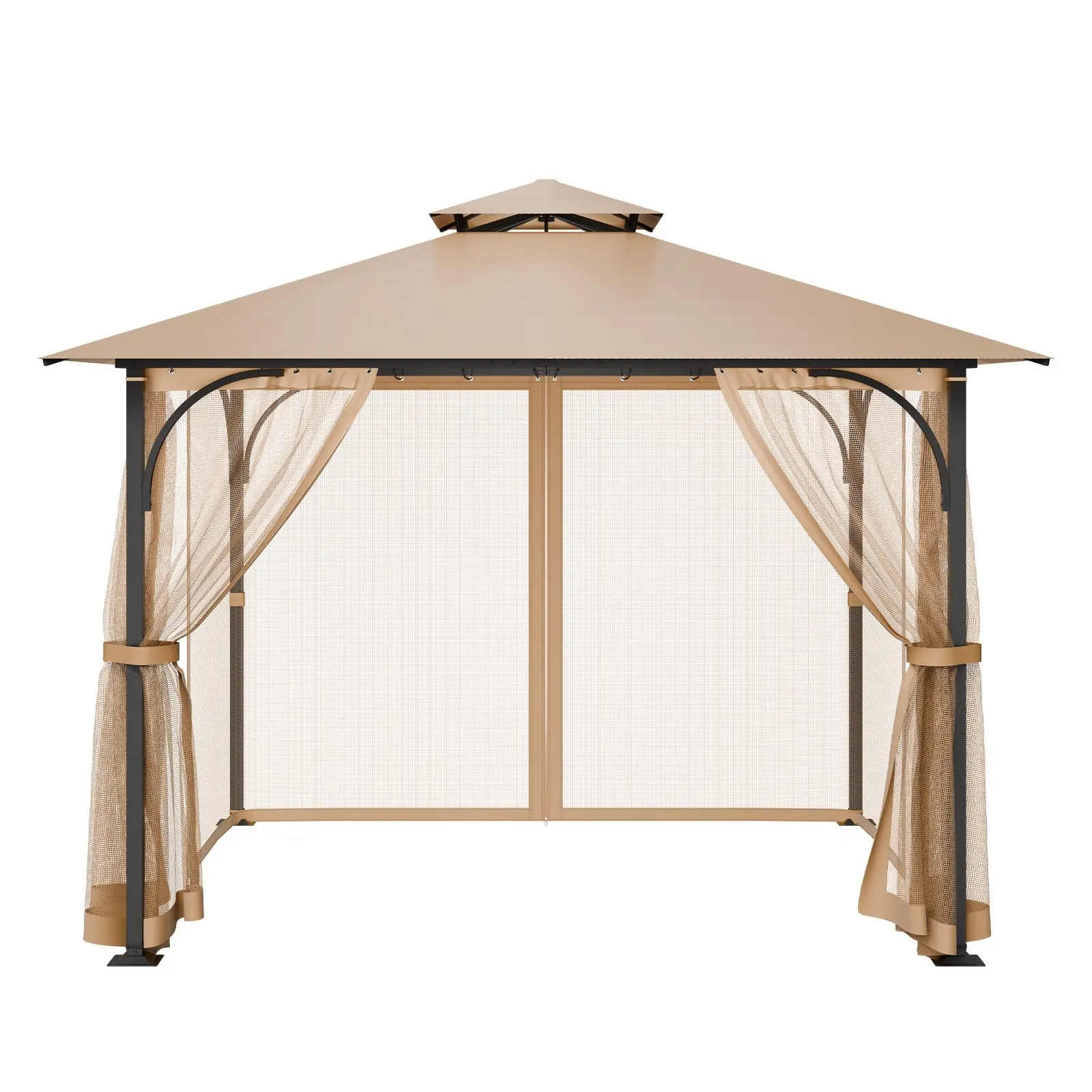 Gazebo Netting Replacement, Fit Most 10 x 10 x 7 FT Gazebo Curtain, Outdoor Garden Net, 4-Panel Sidewall Mesh Net, Patio Midge Netting with Double Zipper, Canopy Screen (Netting Only)