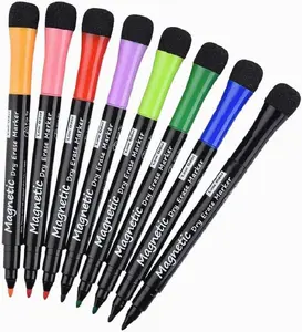 Magnetic Dry Erase Markers - 8-Pack Fine Tip Low Odor Assorted Colors Whiteboard Markers for Kids, Compatible with Whiteboards, Calendars, Refrigerators