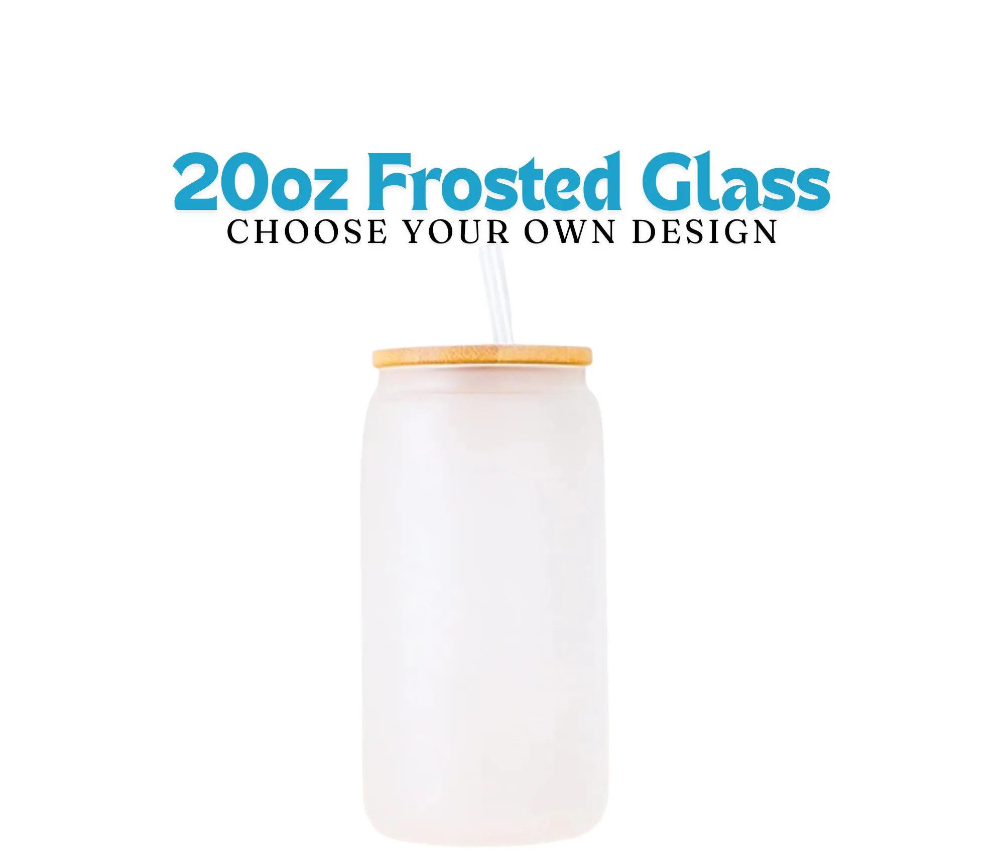 Frosted Glass 20oz Customizable Design Bamboo Lid & Straw Elegant Beverage Container for Any Occasion