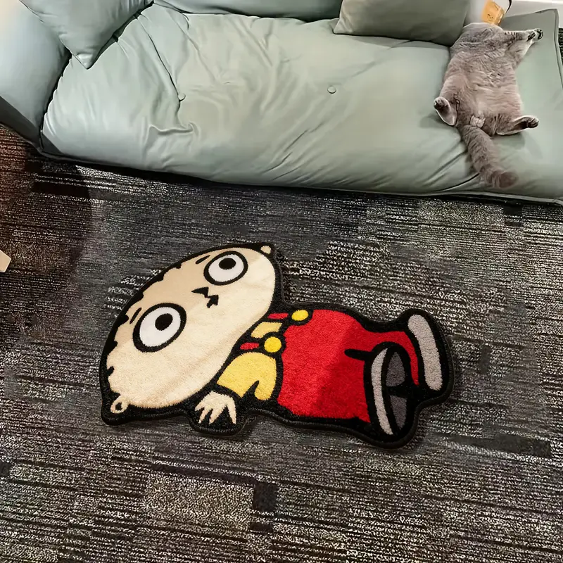 Funny Cartoon Character Rug, Soft Plush Carpet, Casual Living Room Decor, Gaming Room Mat, Unique Trendy Space Decoration, Cartoon Pattern Rug, Fluffy Rug, Decorative Rug, Home Decor Rug, Unique Rugs, Soft Indoor Rugs