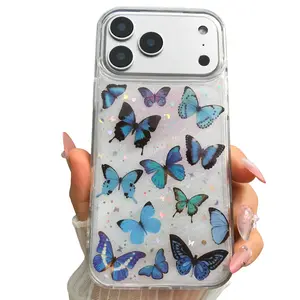 Handmade Butterfly Phone Case for iPhone 17 Pro Max, Sparkling Soft Protective Cover, Fits iPhone 16 15 14 13 12 11 Pro Max