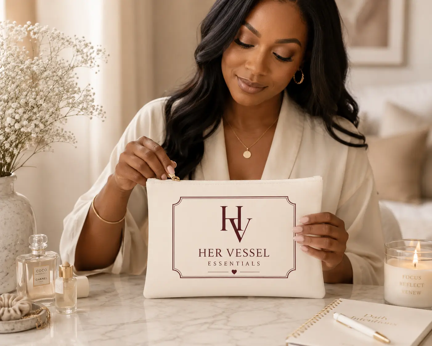 Her Vessel Essentials Monogram Accessory Pouch