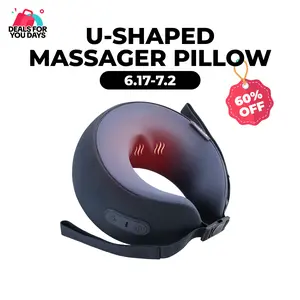 CINCOM U-Shaped Neck Massager Pillow (Midnight Blue) - Neck Shoulder Relaxer, Cervical Support, 360° Memory Foam, Soothing Heat, Kneading, Cordless Rechargeable Portable Battery-Operated Multi-Mode Massage Device, Selfcare Gift for Mothers Day, Battery-Op