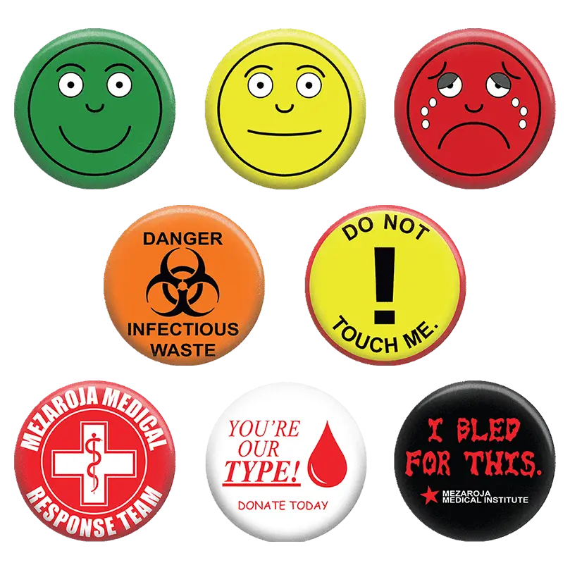 MEZAROJA Medical Theme Button Pins Pack, 1.5 in Hospital Collar Clip & Brooch with Smiley Icons, Fashion Clothes Accessory for Warning Use