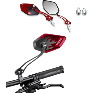 2PCS Motorcycle Mirrors, Motorcycle Mirrors for Handlebar, Convex Handlebar Rear View Side Mirror with M8 M10 Bolt, Wide Angle Rear View Mirror Car Accessories for Scooter ATV UTV Dirt Bike