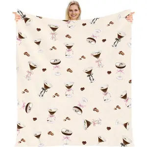 Martini Bow Blanket Gifts - Tini Bit Older Birthday Flannel Blanket Brown Martini Cocktail Party Decorations for Women Bachelorette Tini Bar Party Bridal Shower Favors
