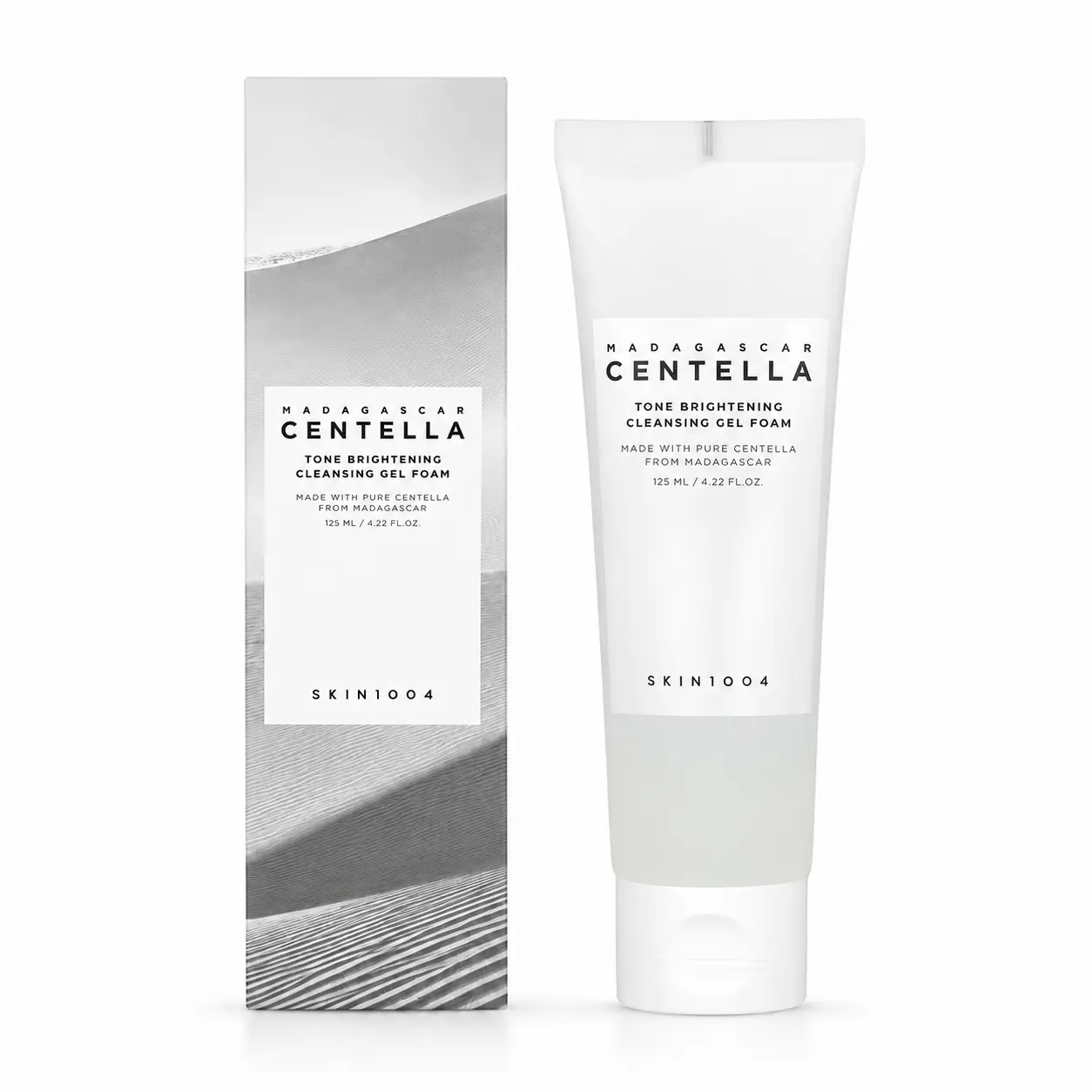 SKIN1004 Madagascar Centella Tone Brightening Cleansing Gel Foam 125ml - Gentle Korean Facial Cleanser for Dull, Uneven Skin