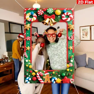 1-Piece Oversized 2D Christmas Photo Booth Frame 🎄📸 - 70.9"x35.4" Giant Banner, Heavy-Duty Indoor/Outdoor Decor, Easy Install, Black Friday Deal: Ideal Holiday/Wedding Photo Prop 🎁