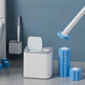 Disposable Toilet Brush Set for Bathroom Cleaning, with Automatic Lid Flip and Disposable Toilet Brush Heads, Intelligent Lid Flip