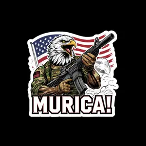 Murica Eagle Sticker,  Patriotic Bald Eagle with Rifle Freedom Vinyl Decal