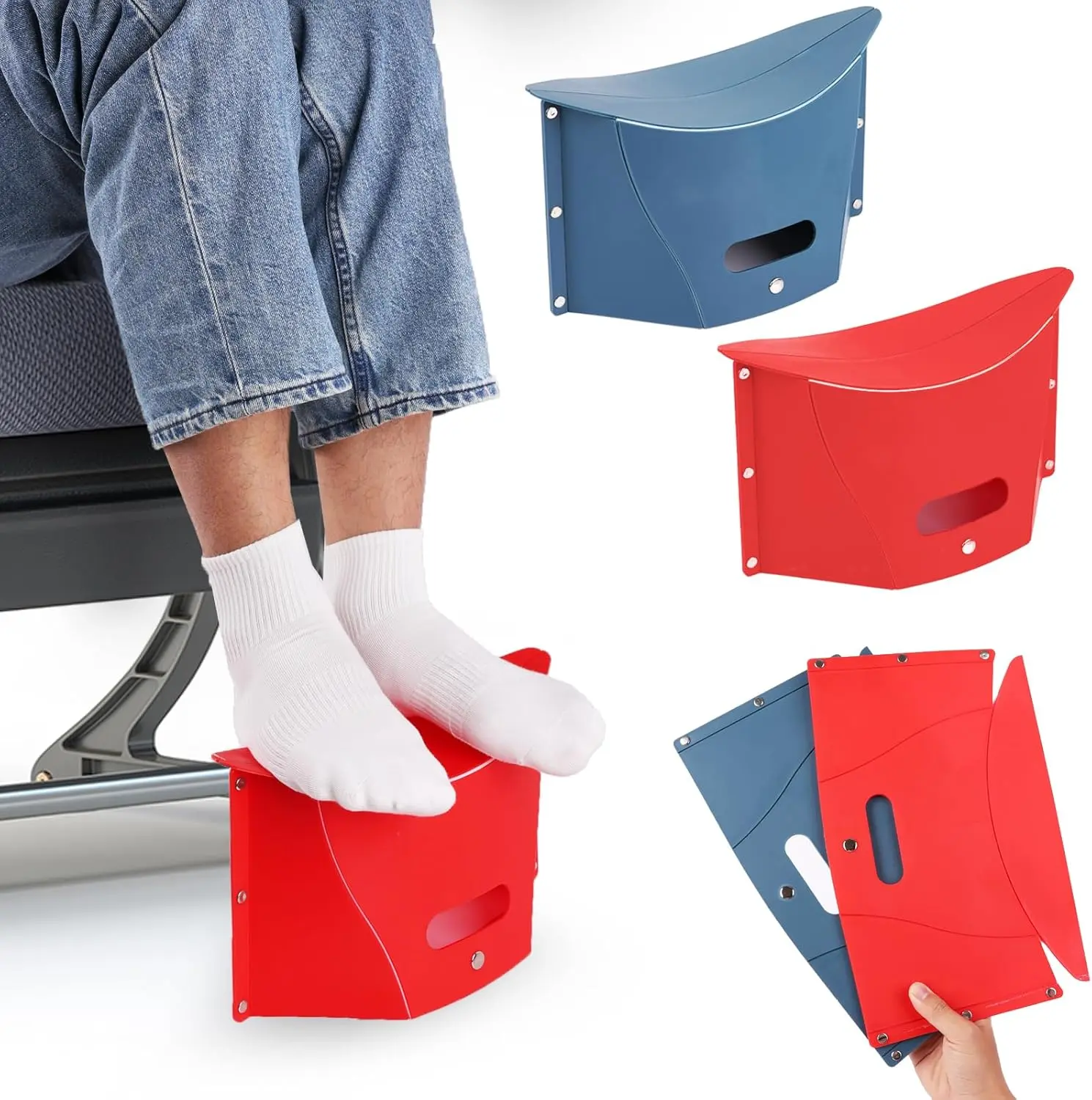 Folding Portable Camping Hiking Stool, Lightweight Collapsable Foldable Chair for Travel Gathering BBQ Subway Backpacking Outdoor Squatty Potty Ultralight Mini (Red)
